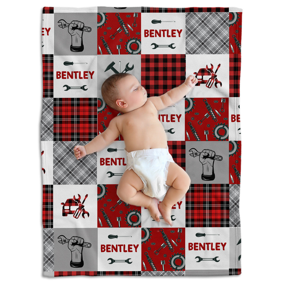 Personalized Red Plush Baby Blankets for Boys & Girls - Custom Name Swaddle Blanket for Newborns & Toddlers
