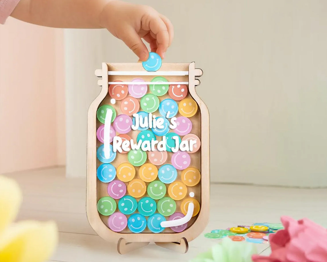 Personalized Smiley Face Kids Reward Jar, Chore Chart For Kids, Star Jar, Potty Training, Magnetic Reward Jar
