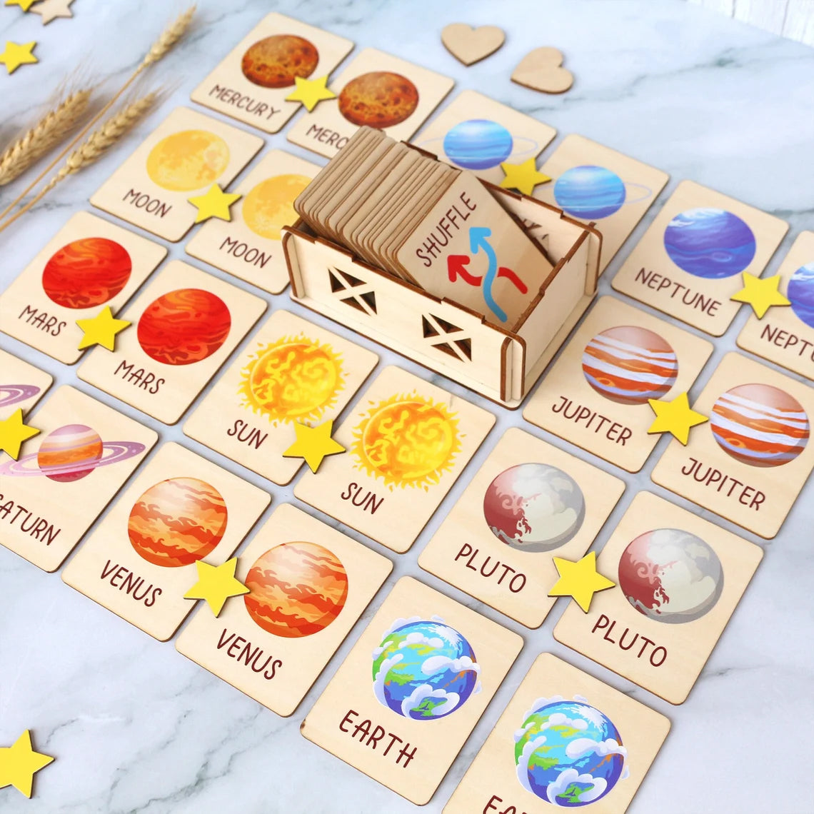 Personalized Space Memory Game Montessori Matching Cards for Kids, Visual Schedule for Kids Age 2-5, Gift for Kids