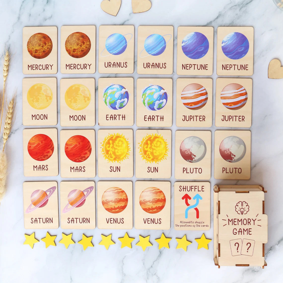 Personalized Space Memory Game Montessori Matching Cards for Kids, Visual Schedule for Kids Age 2-5, Gift for Kids