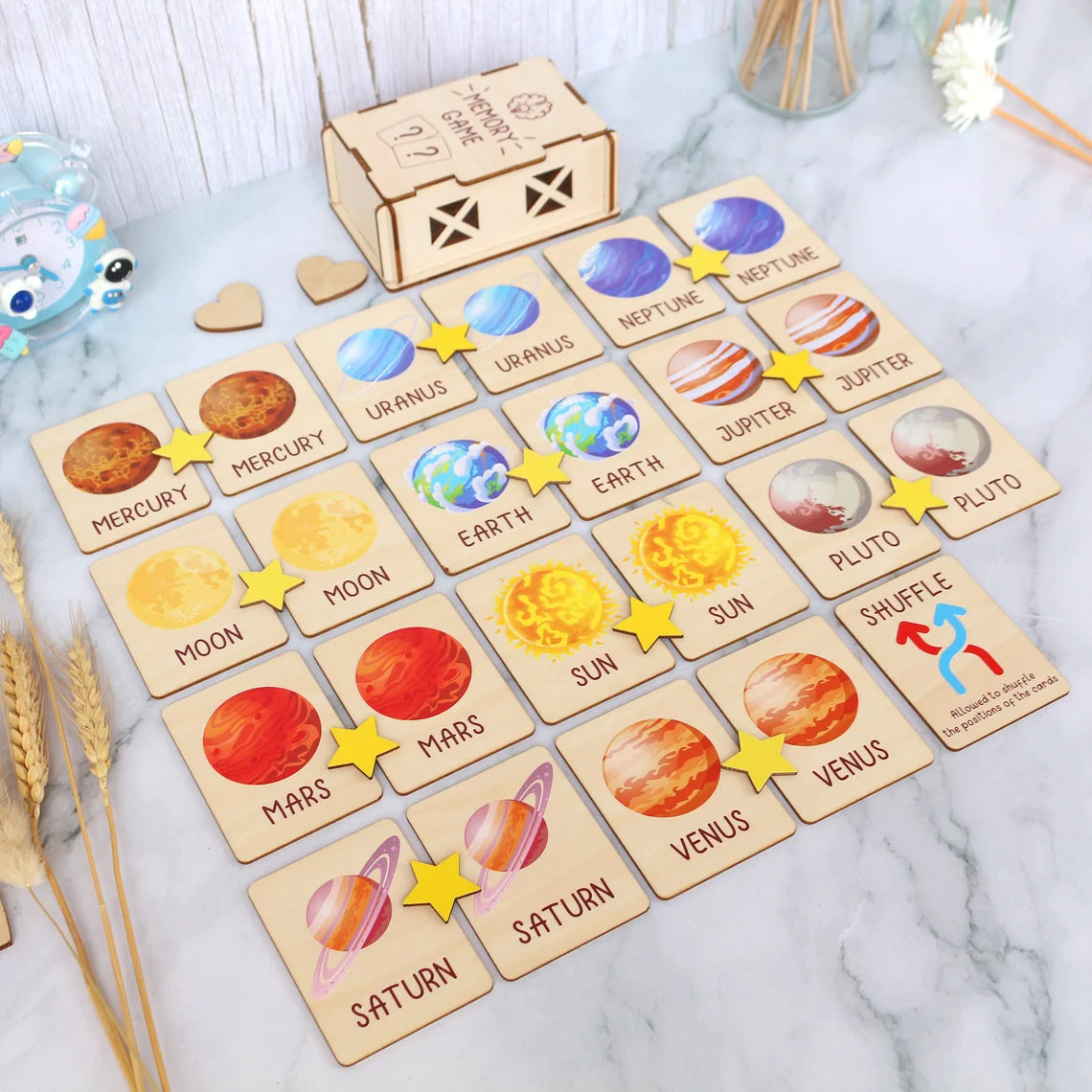 Personalized Space Memory Game Montessori Matching Cards for Kids, Visual Schedule for Kids Age 2-5, Gift for Kids