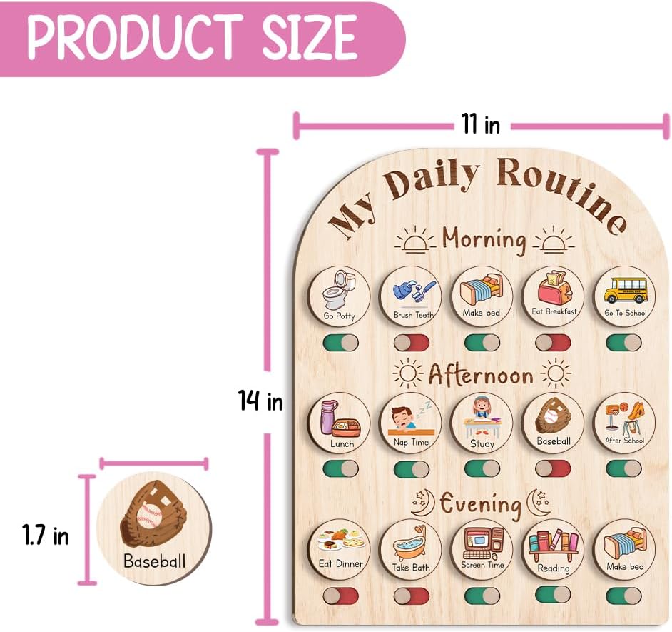 Toddler Routine Chart For Kids, Visual Schedule, Morning Bedtime Routine Chart for Toddlers