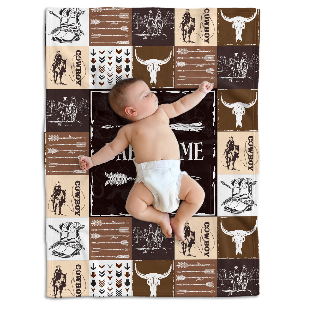 Personalized Western Baby Blanket, Fleece Blankets, 3 Sizes Fleece Blanket for Infant Newborn Son Daughter Toddlers Youth