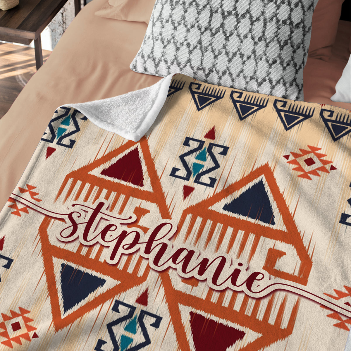 Personalized Western Baby Blankets for Girls, Aztec Pattern Blankets, Custom Baby Blankets Name Fleece Blankets for Newborn Infant