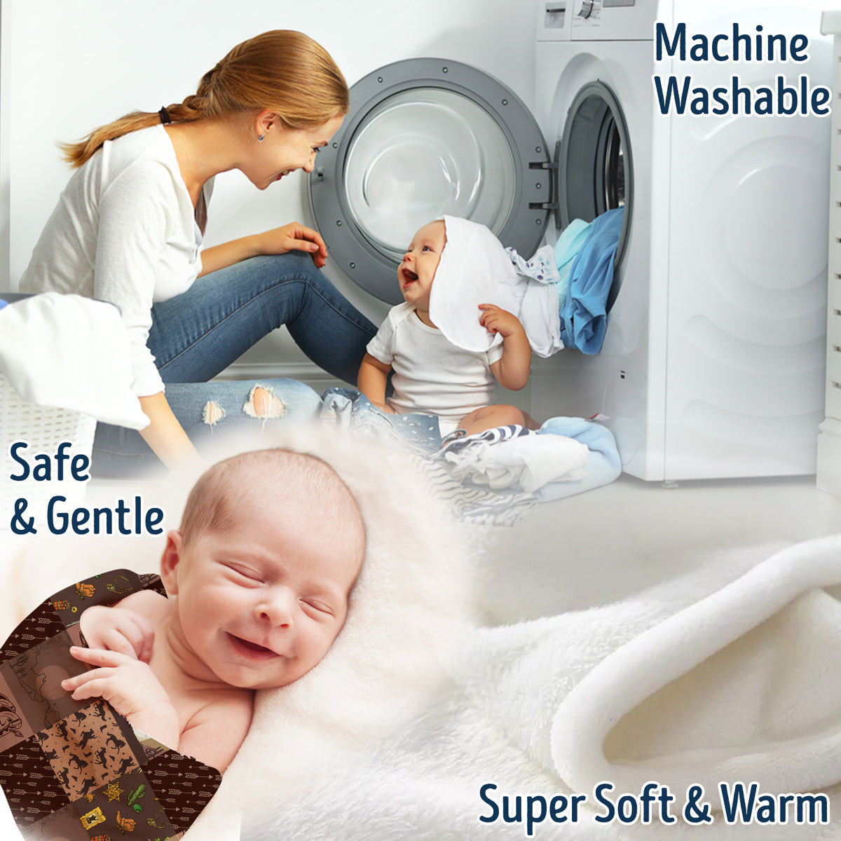 Personalized Western Blanket for Baby - Custom, Fleece, Brown Cowboy Blanket for Boys & Girls