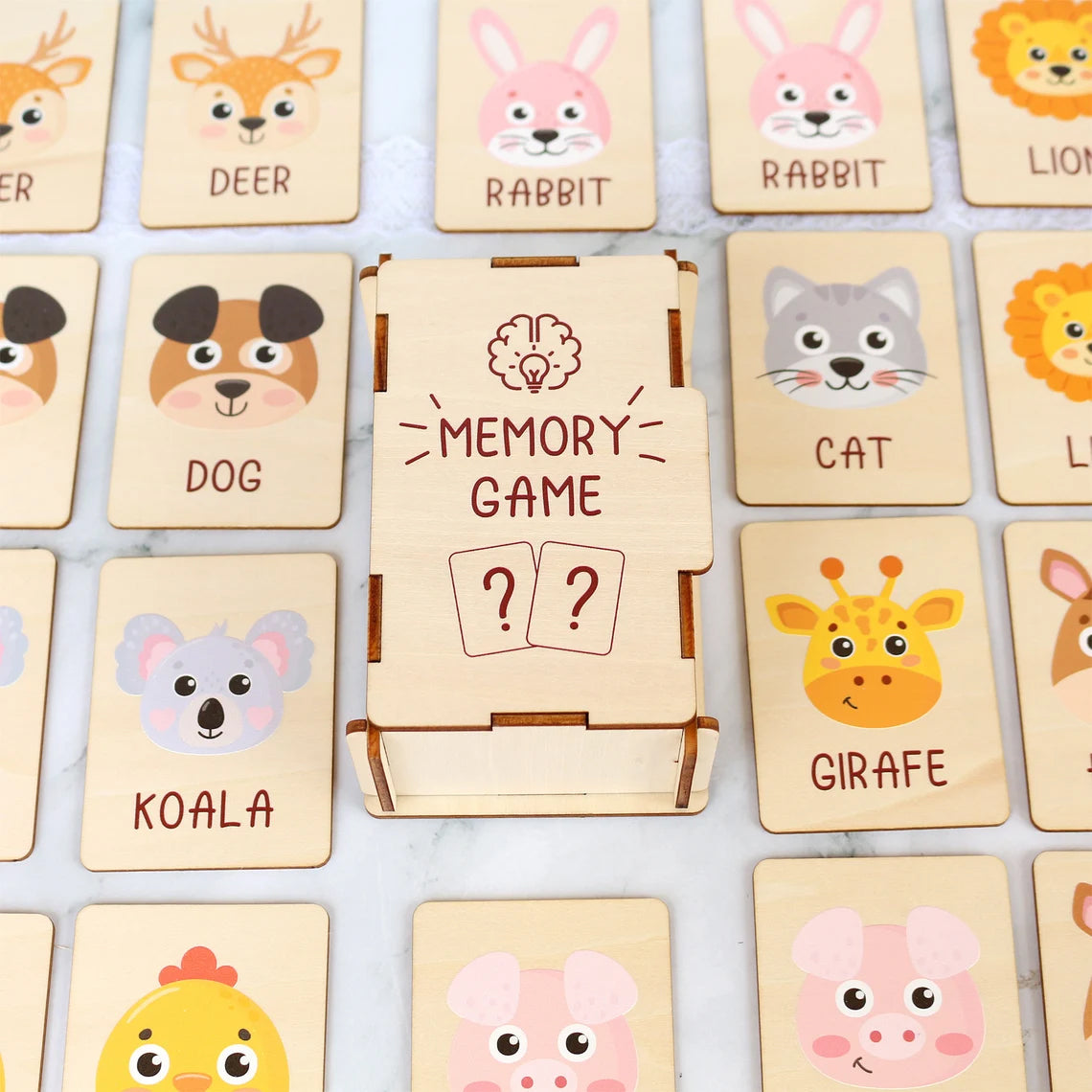 Personalized Wooden Animal Matching Game Montessori Learning Toy, Visual Schedule for Kids Age 2-5, Gift for Kids