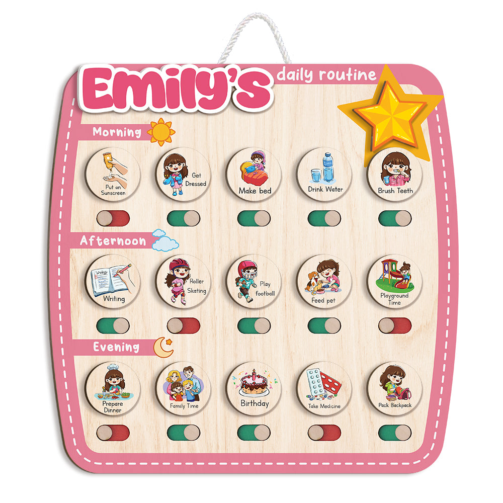 Personalized Wooden Chore Chart for Kids, Toddler Routine Board, Visual Schedule for Kids Age 3-5, Gift for Kids