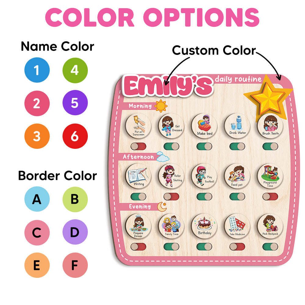 Personalized Wooden Chore Chart for Kids, Toddler Routine Board, Visual Schedule for Kids Age 3-5, Gift for Kids