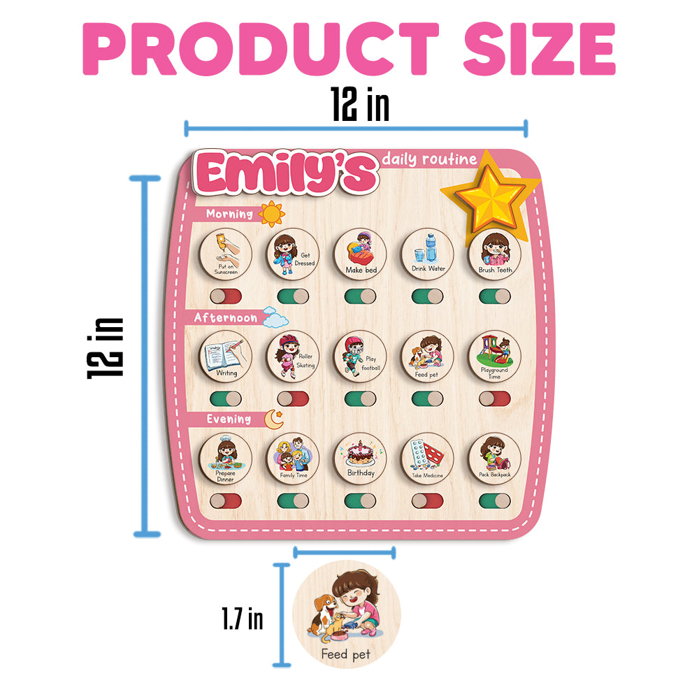 Personalized Wooden Chore Chart for Kids, Toddler Routine Board, Visual Schedule for Kids Age 3-5, Gift for Kids