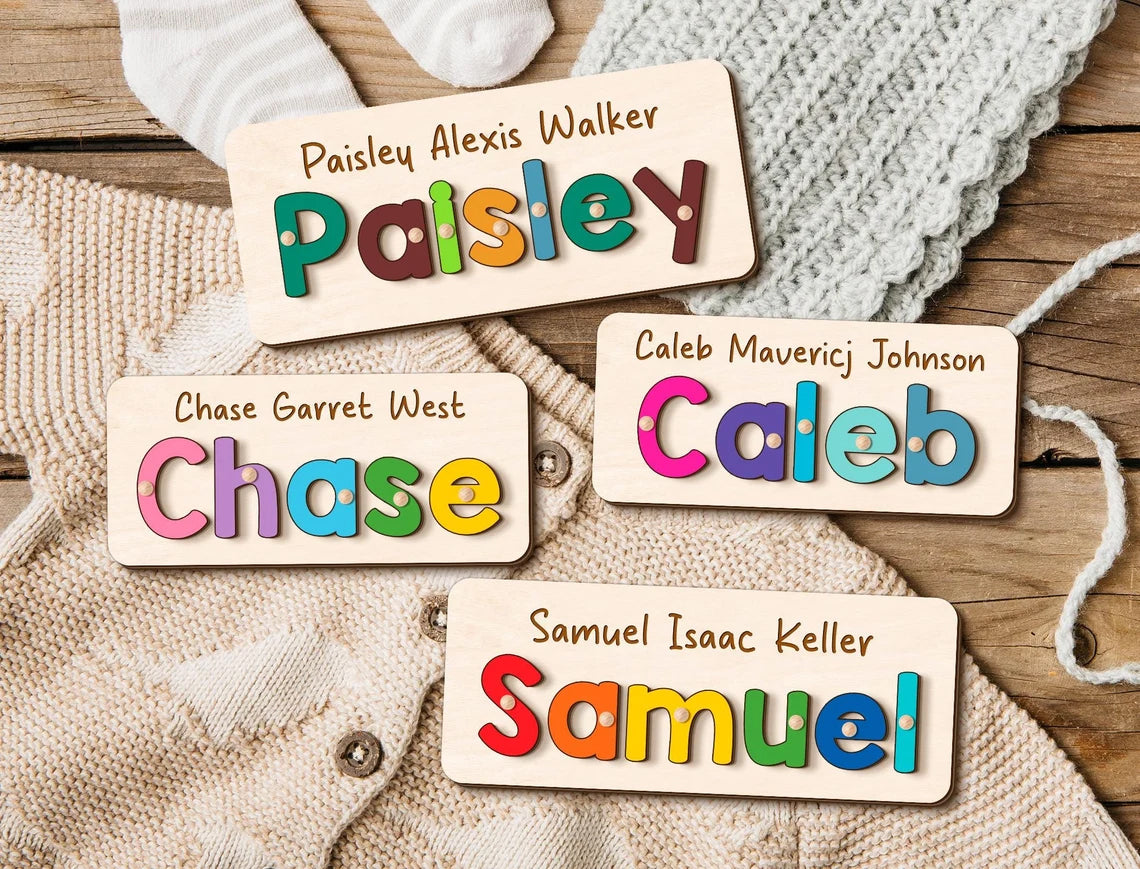 Personalized Wooden Name Puzzle for Kids, Baby Name Name Puzzle, First Birthday Gifts, Wooden Toys for Baby, Toddler Gift