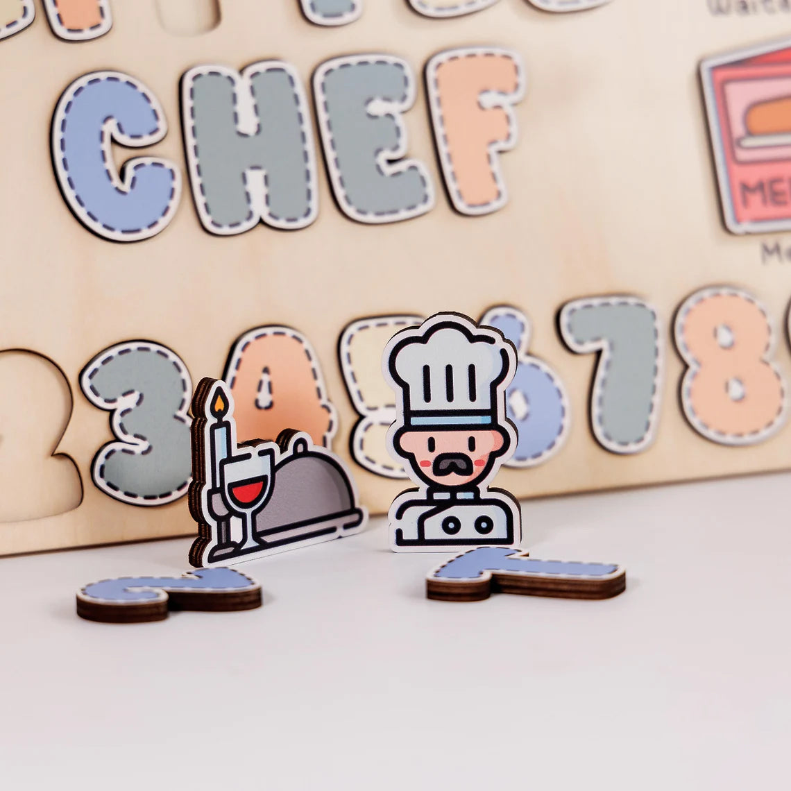 Personalized Wooden Puzzle Cute Baby Chef, Birthday Gift For Kids, Games First Birthday