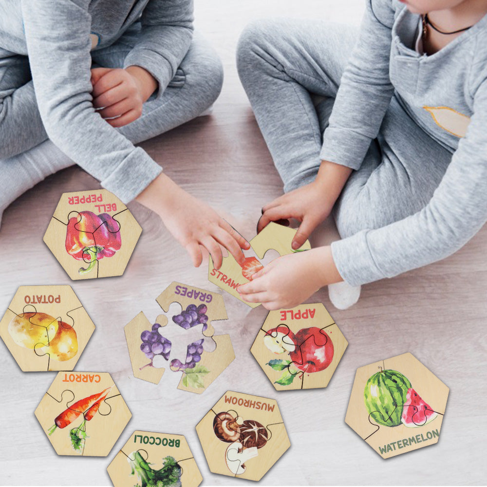 Fruit Wooden Puzzles 15-Piece Toddler Set Ages 2+