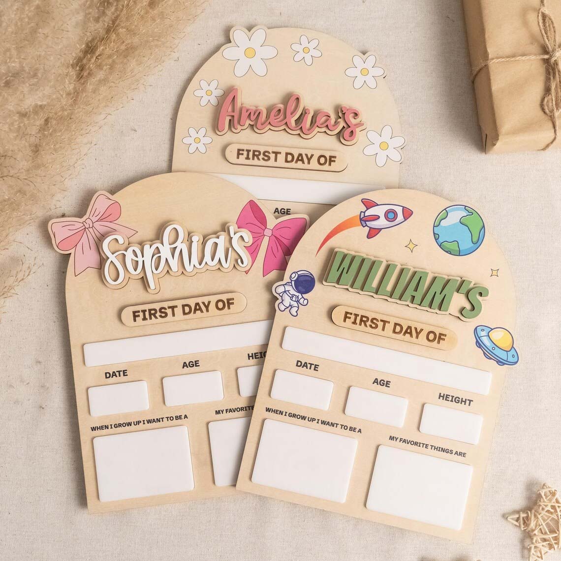 Reusable First And Last Day of School Board, Personalized Keepsake for Kids, Back To School Gift