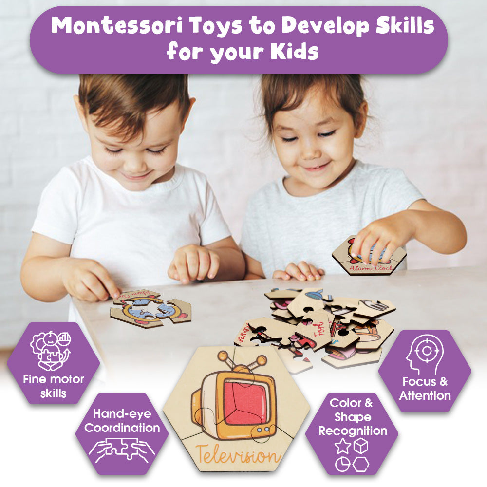 Toddler Wooden Puzzles 15-Piece Learning Set for Ages 2+