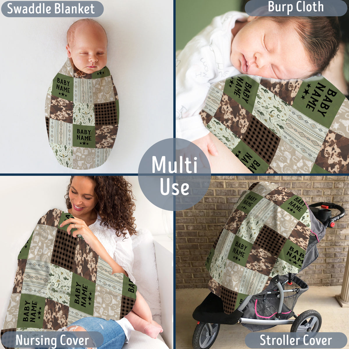 Skull Cactus Personalized Baby Blankets for Boys, Cowboy Baby Blankets for Girls, Fleece Blankets for Infant Newborn Son Daughter