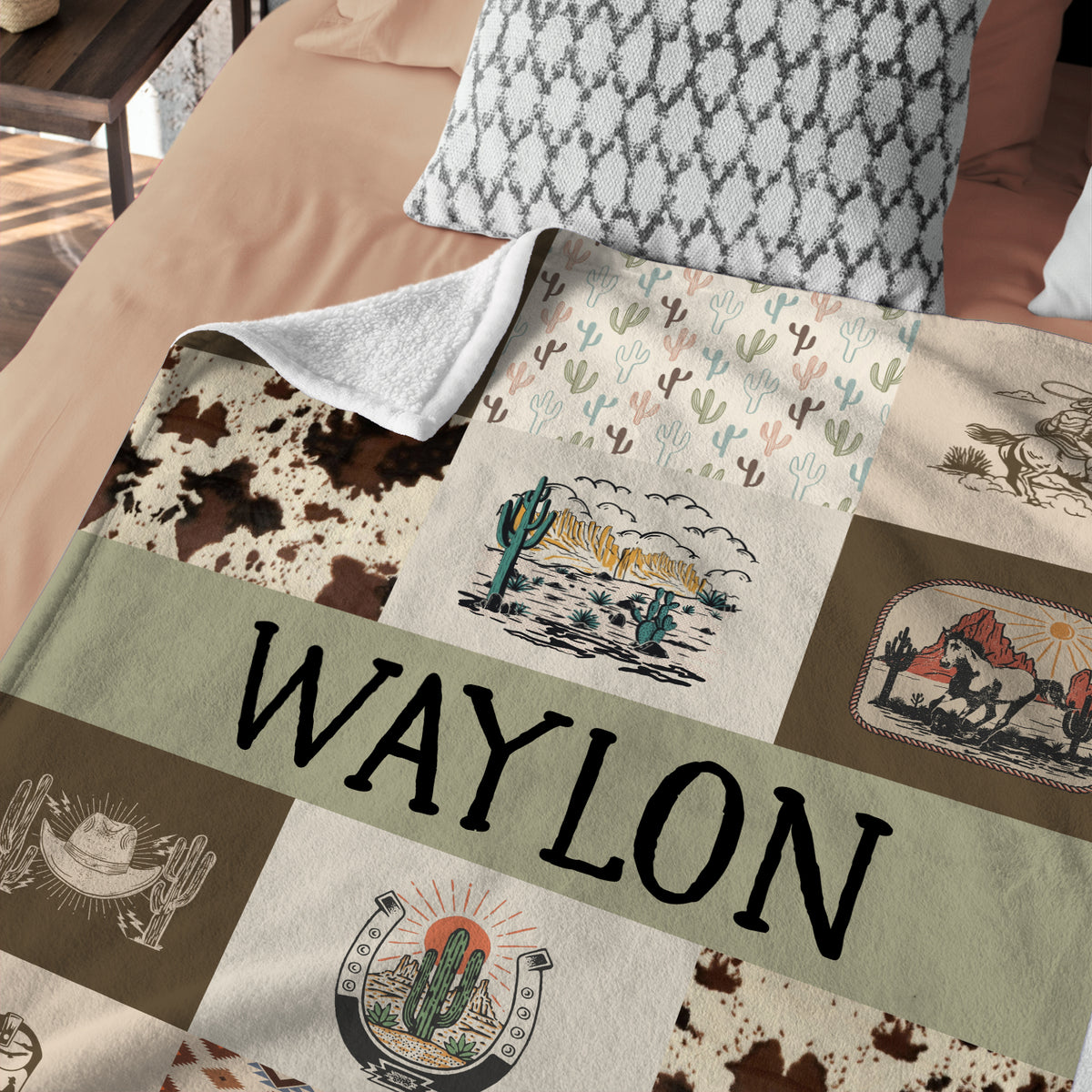 Western Baby Blankets for Boy Girl, Personalized Baby Blankets with Name, Custom Name Baby Blanket, Swaddle Baby Blanket