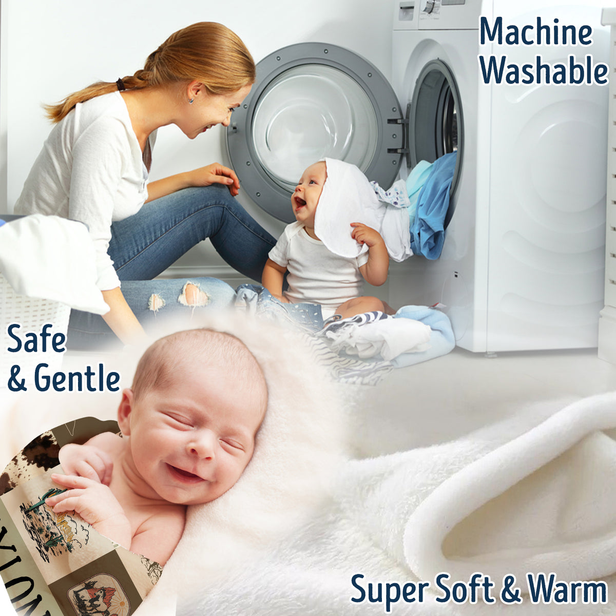 Western Baby Blankets for Boy Girl, Personalized Baby Blankets with Name, Custom Name Baby Blanket, Swaddle Baby Blanket