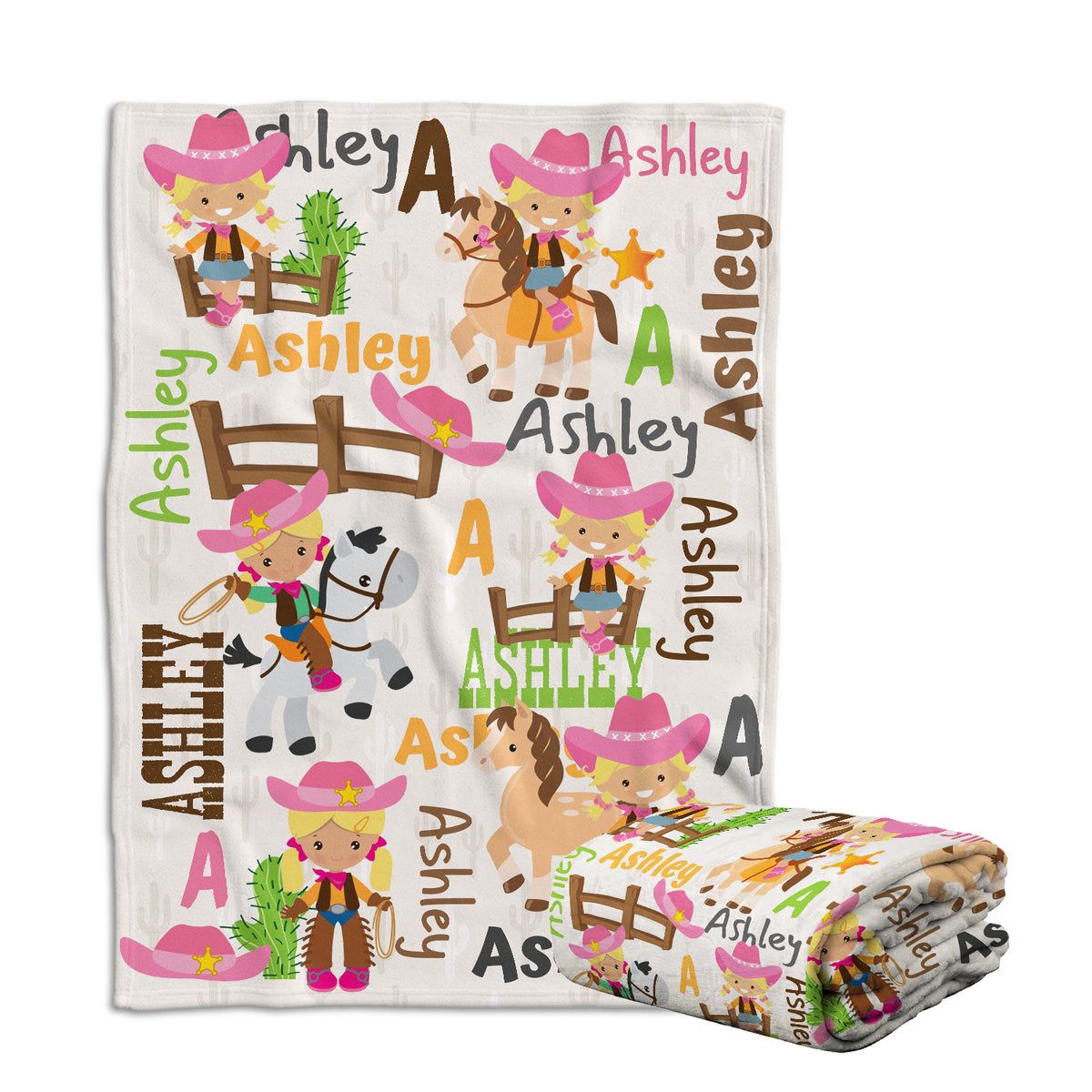 Western Baby Blankets for Girls - Personalized Pink Fleece Blankets for Newborn Infant Daughter