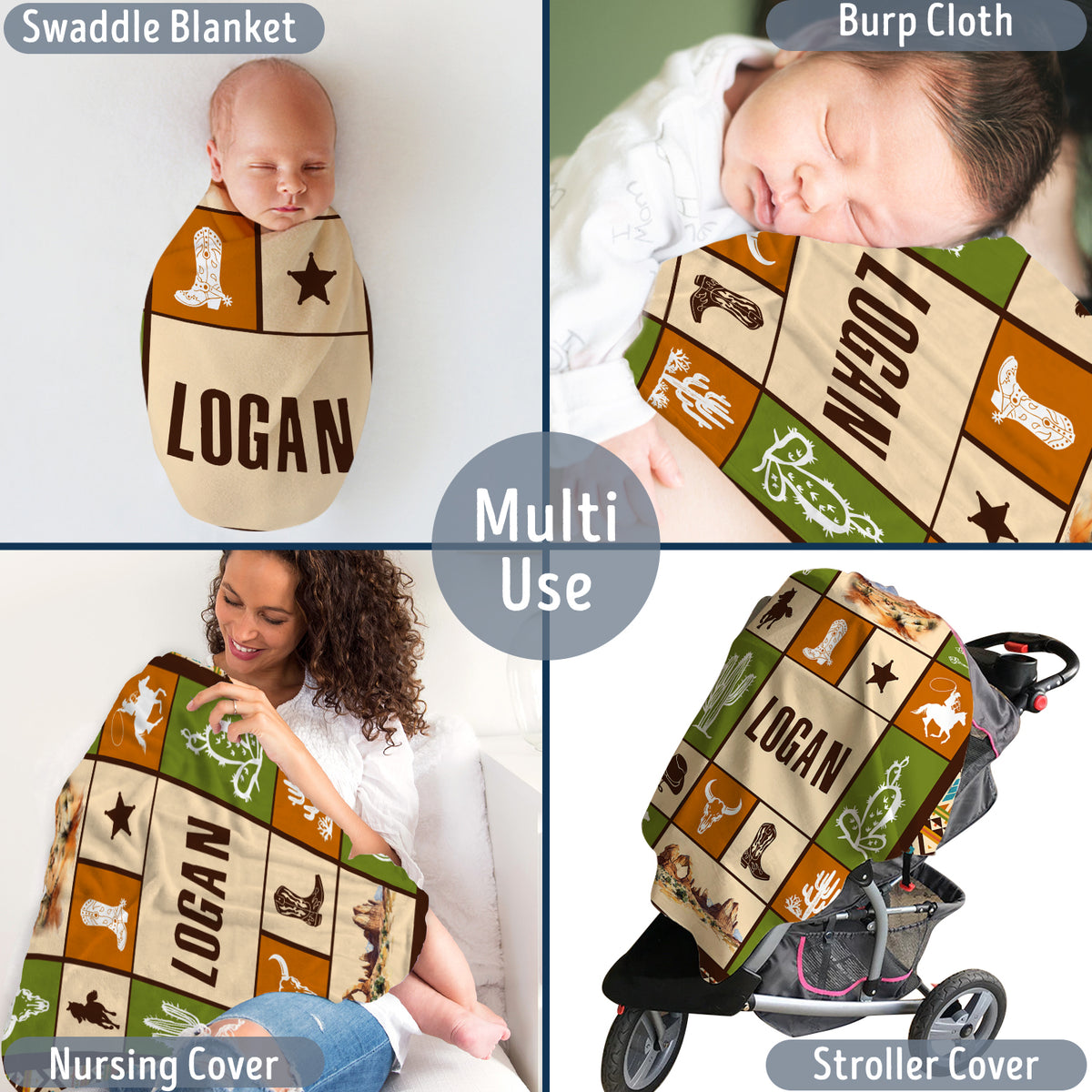 Western Baby Stuff, Personalized Baby Blankets for Boys, Fleece Blanket For Baby, Western Nursery Decorations, For Family Friends