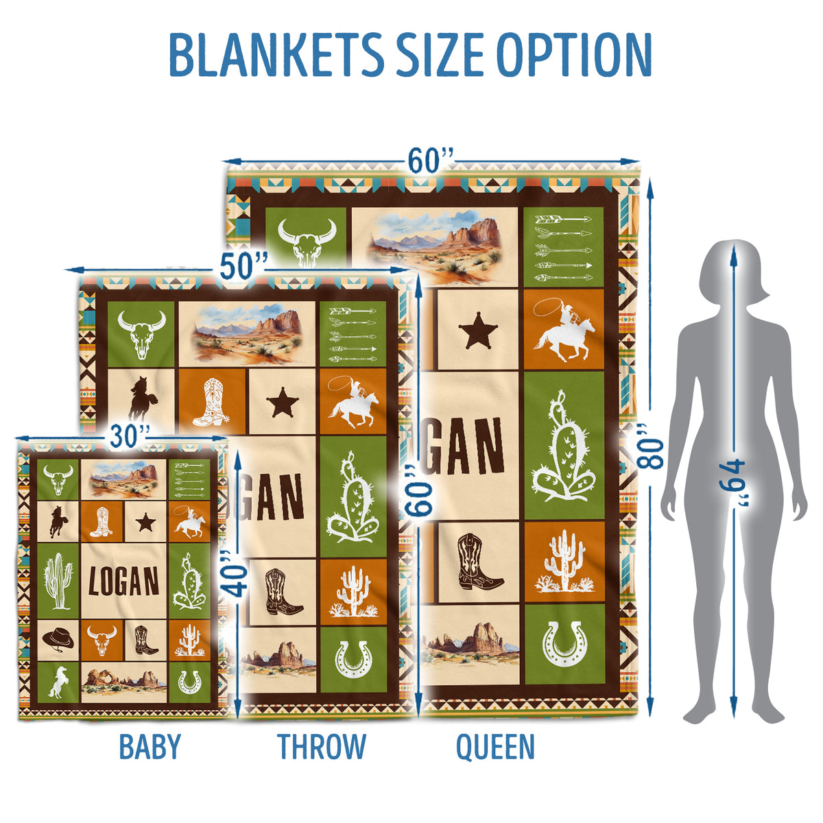 Western Baby Stuff, Personalized Baby Blankets for Boys, Fleece Blanket For Baby, Western Nursery Decorations, For Family Friends