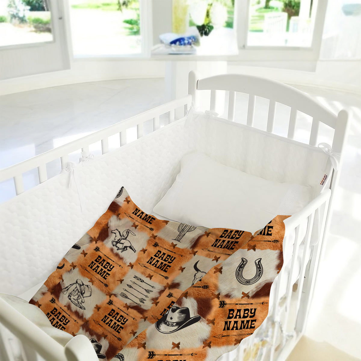 Western Baby Stuff, Personalized Baby Blankets for Boys, Fleece Blanket for Girl, Custom Name Baby Blanket, for Family Friends