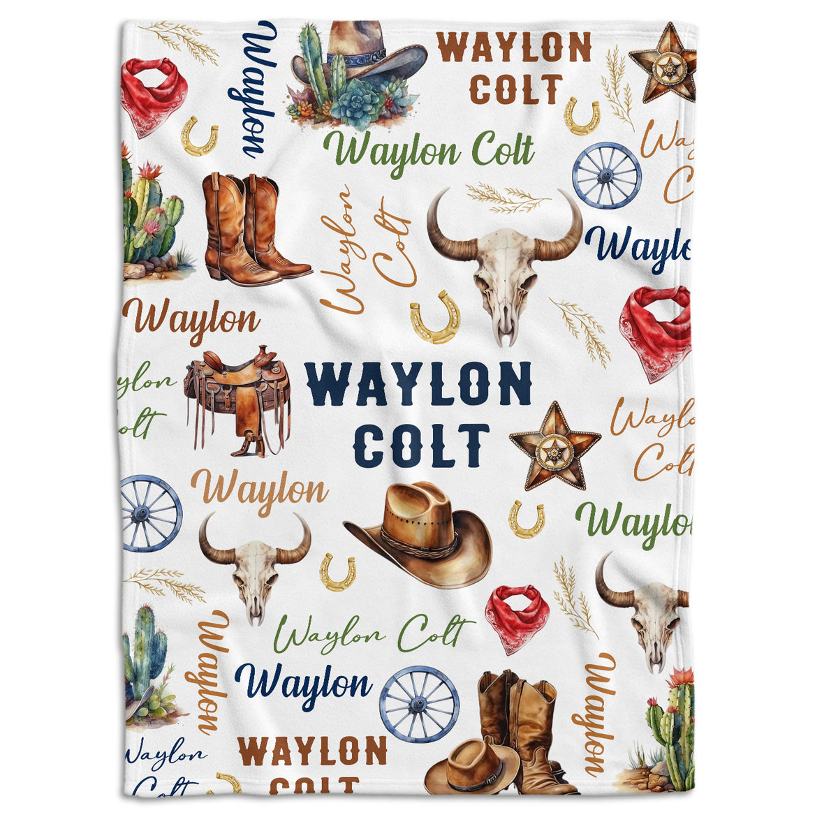 Western Baby Stuff, Personalized Baby Blankets for Boys Girls, Western Nursery Decorations, Gift for Family Friends