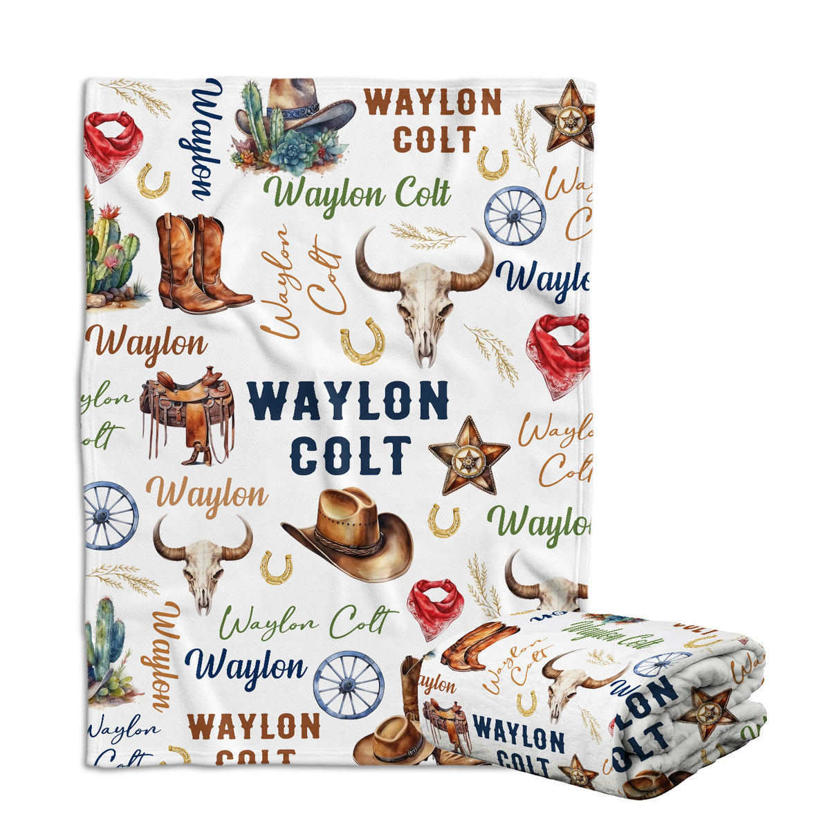 Western Baby Stuff, Personalized Baby Blankets for Boys Girls, Western Nursery Decorations, Gift for Family Friends