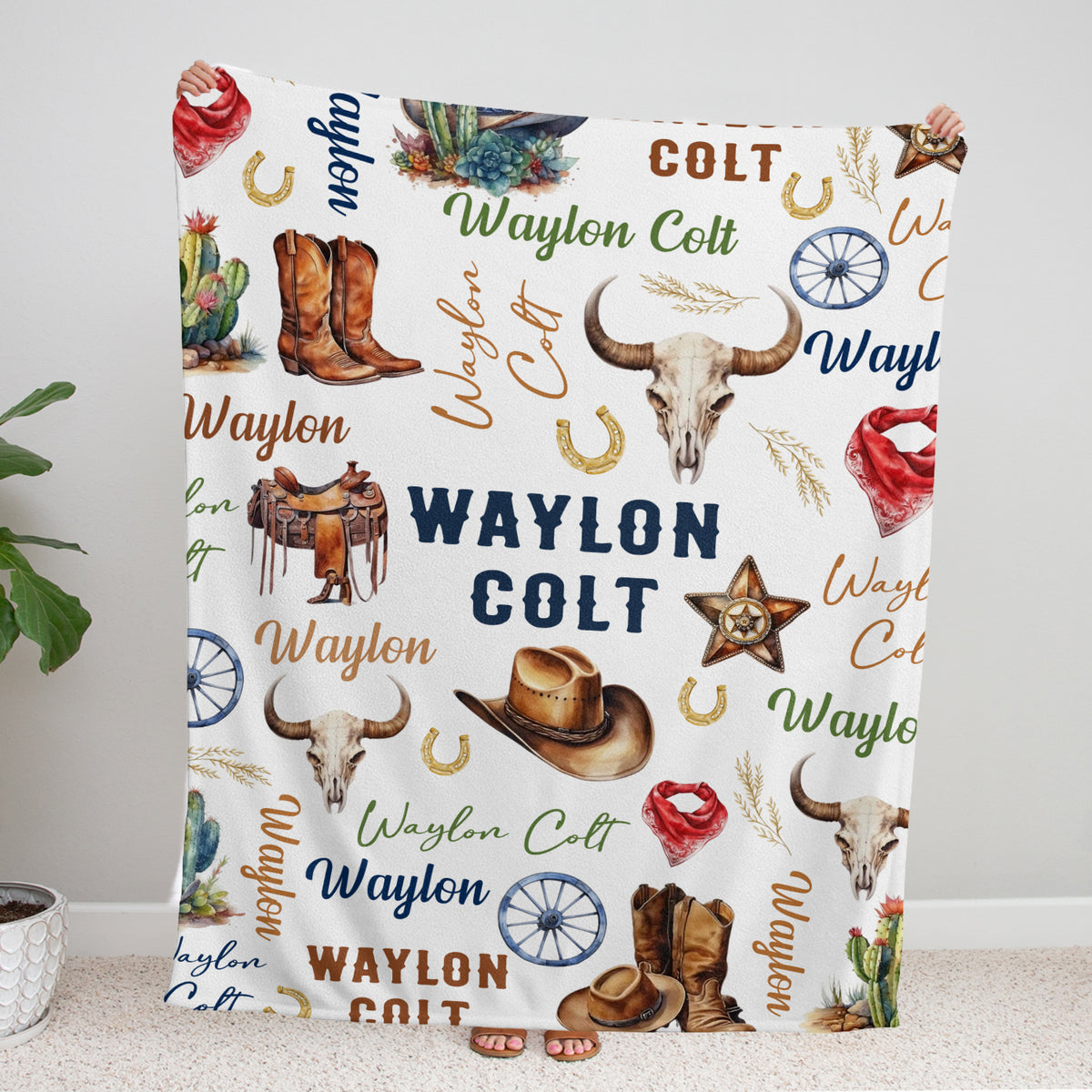 Western Baby Stuff, Personalized Baby Blankets for Boys Girls, Western Nursery Decorations, Gift for Family Friends