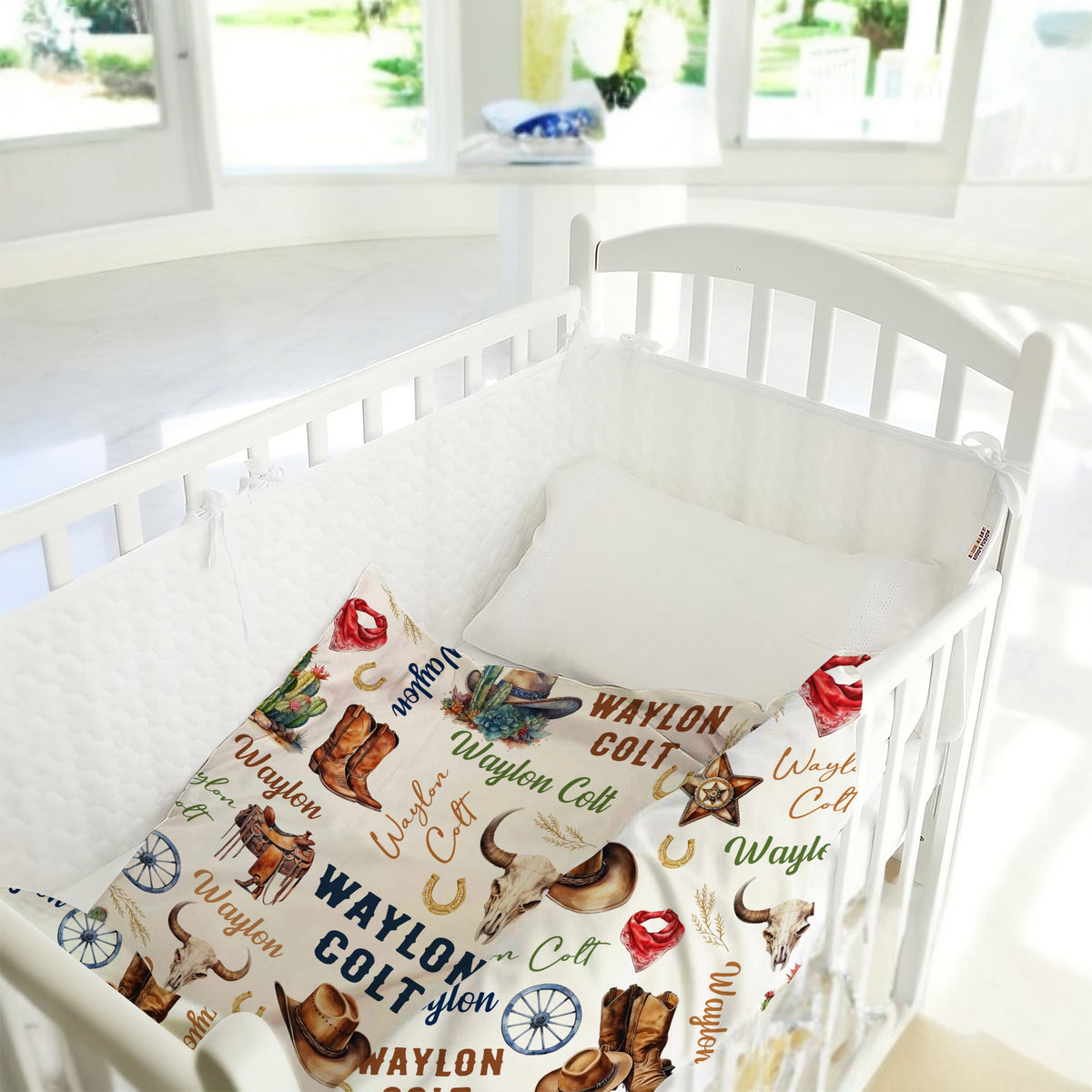 Western Baby Stuff, Personalized Baby Blankets for Boys Girls, Western Nursery Decorations, Gift for Family Friends