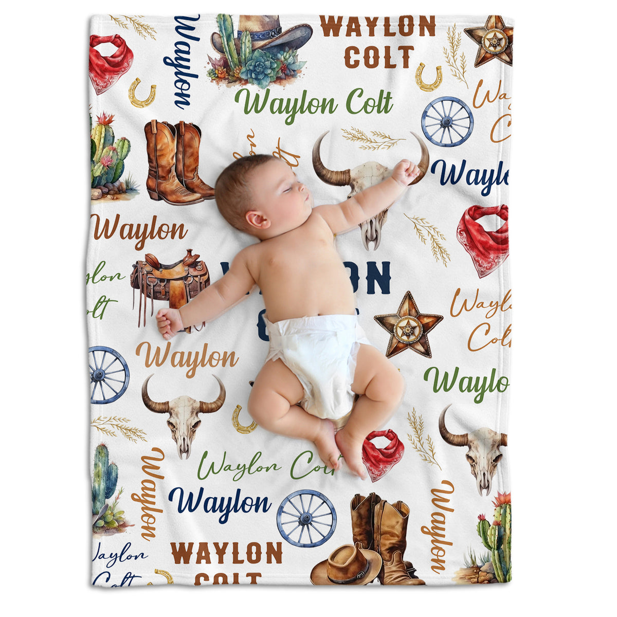 Western Baby Stuff, Personalized Baby Blankets for Boys Girls, Western Nursery Decorations, Gift for Family Friends