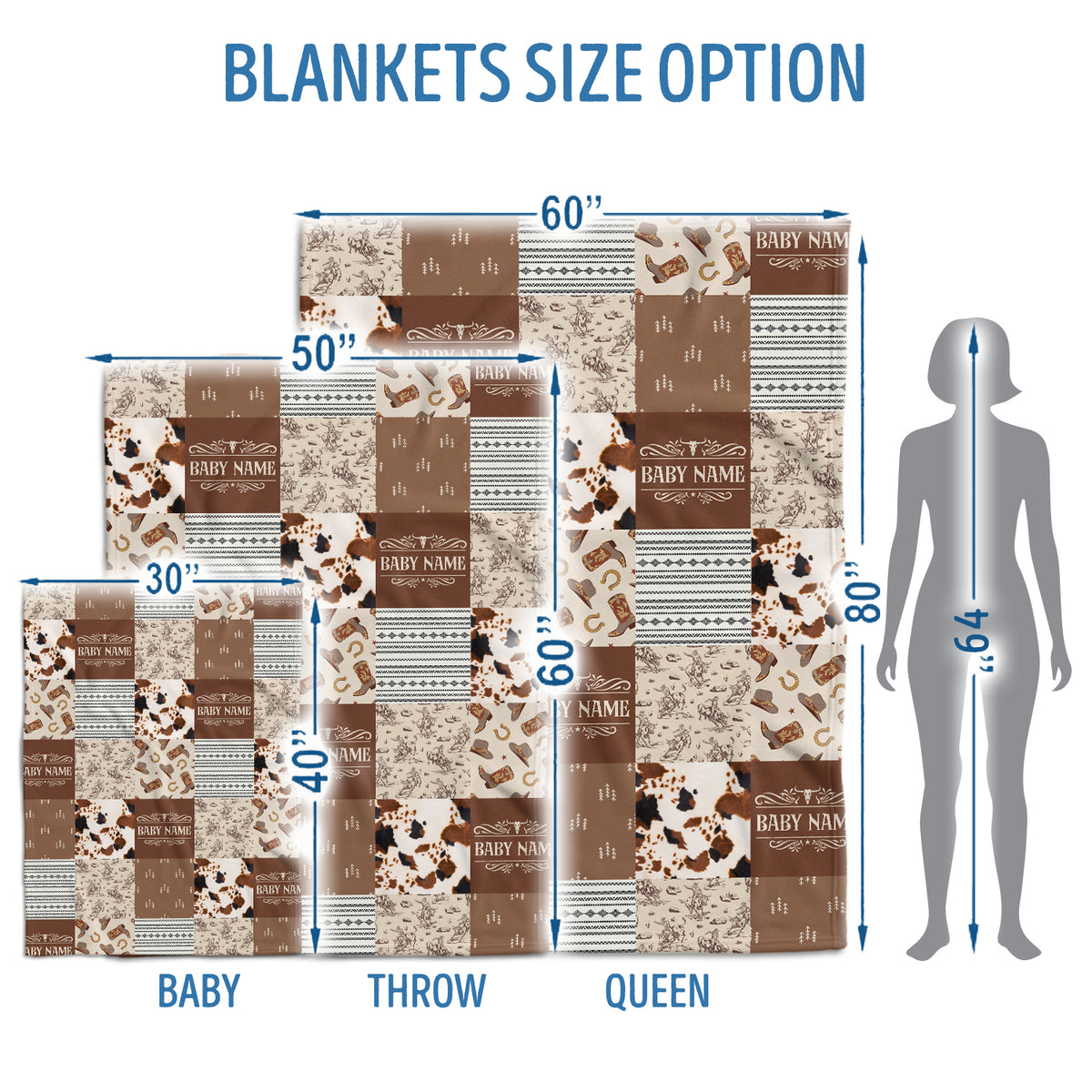 Western Baby Stuff, Personalized Baby Blankets for Boys Girls, Western Nursery Decorations, Git for Family Friends, Kids