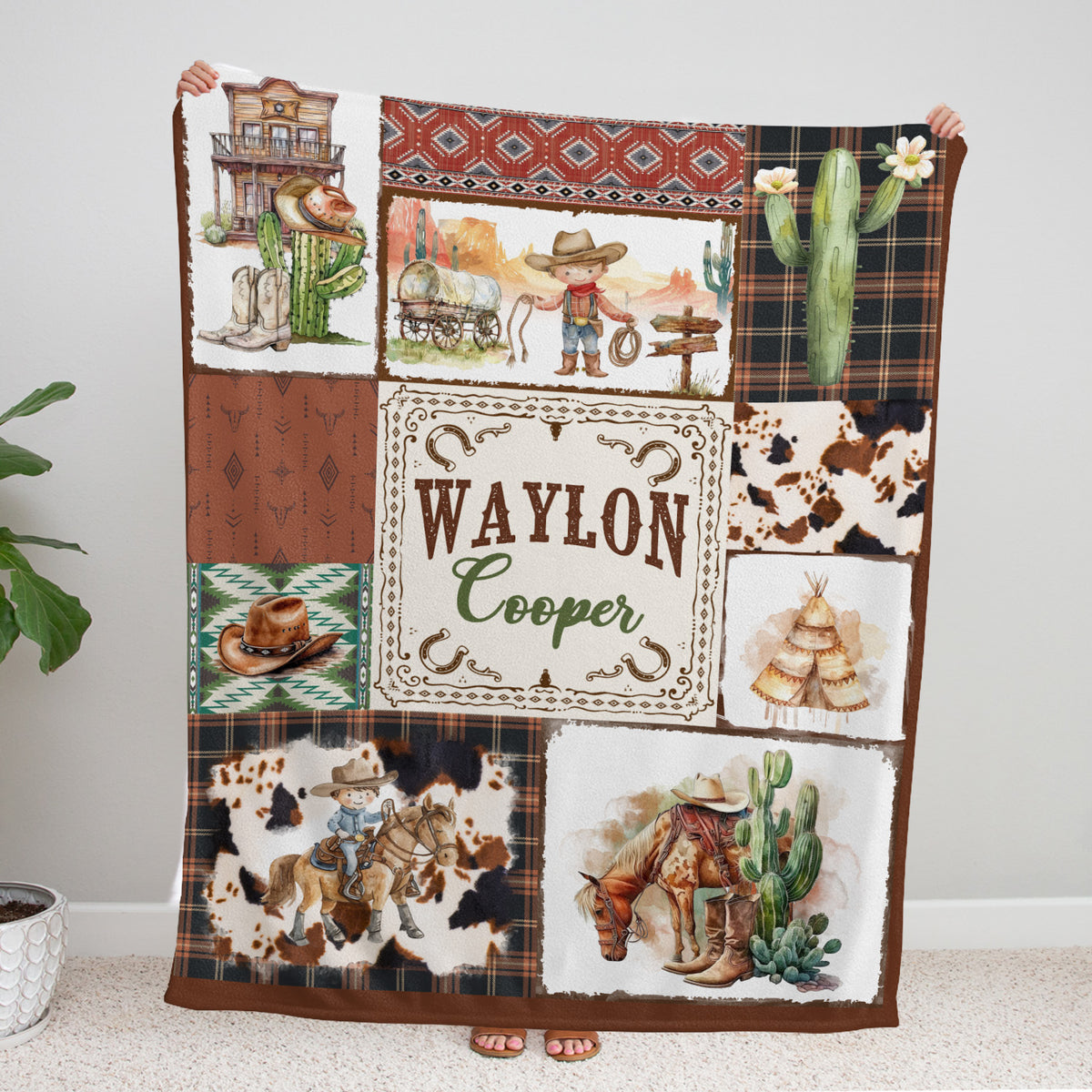 Western Baby Stuff, Personalized Baby Blankets for Boys Girls, Western Nursery Decorations, for Family Friends, Kids