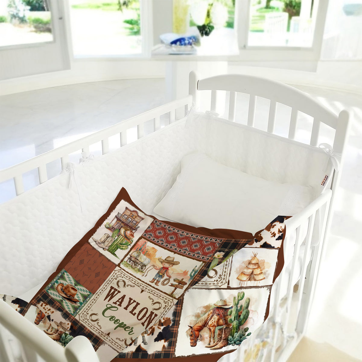 Western Baby Stuff, Personalized Baby Blankets for Boys Girls, Western Nursery Decorations, for Family Friends, Kids
