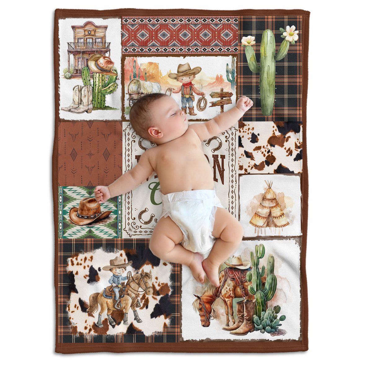 Western Baby Stuff, Personalized Baby Blankets for Boys Girls, Western Nursery Decorations, for Family Friends, Kids
