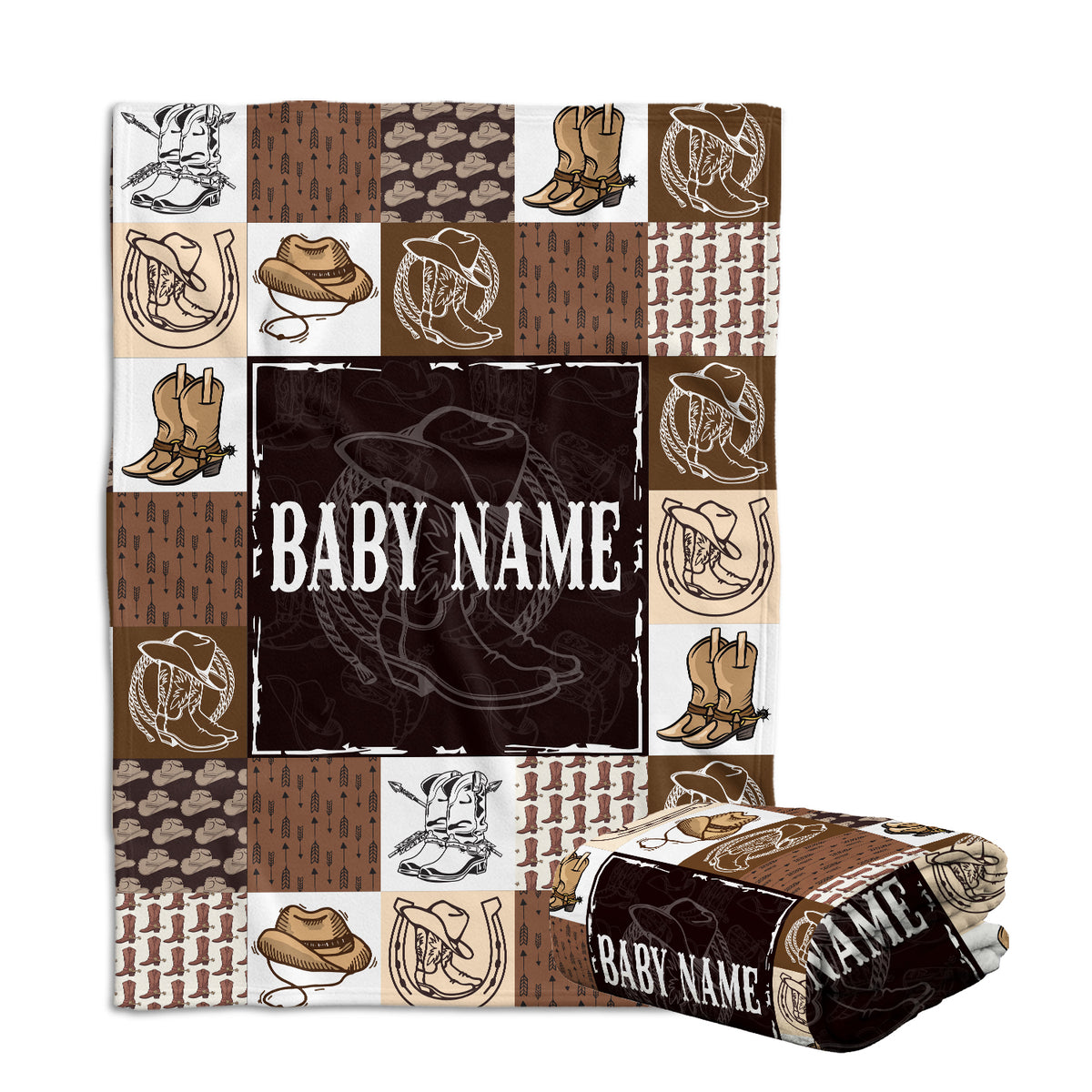 Western Blanket, Soft Polyester, Baby Swaddle, Customizable, Crib Size, Fleece Blanket for Boys & Girls