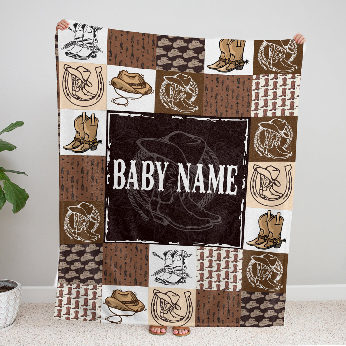 Western Blanket, Soft Polyester, Baby Swaddle, Customizable, Crib Size, Fleece Blanket for Boys & Girls