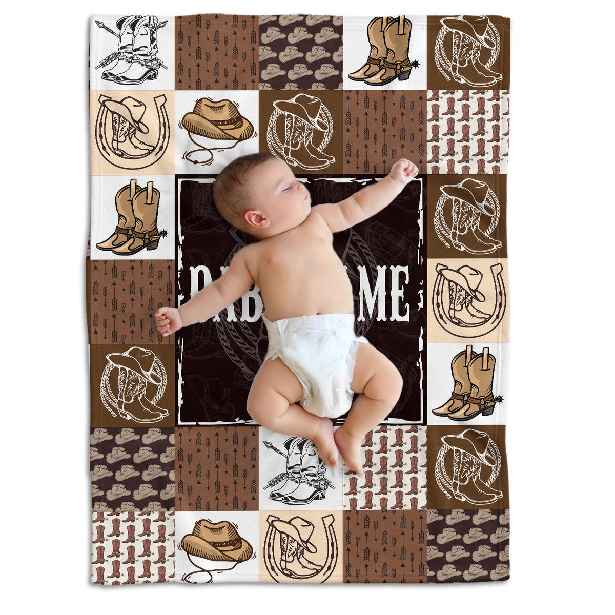 Western Blanket, Soft Polyester, Baby Swaddle, Customizable, Crib Size, Fleece Blanket for Boys & Girls