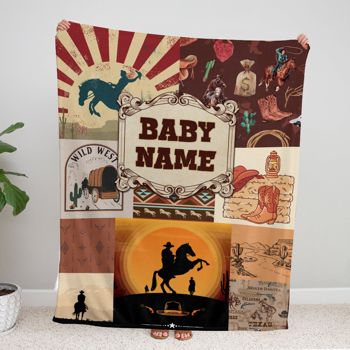 Western Blankets: Personalized Cowboy Blankets for Baby, Custom Fleece Blankets in 3 Sizes - Newborn to Toddler