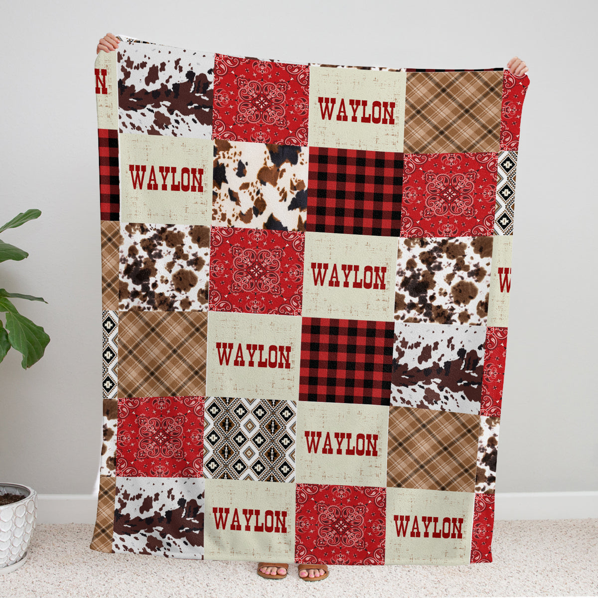 Western Pattern Blankets for Baby Boys & Girls - Personalized Cowboy Fleece Blankets for Infant Newborns