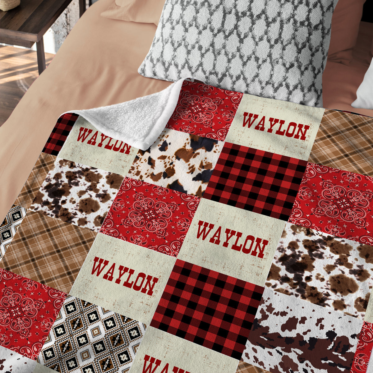 Western Pattern Blankets for Baby Boys & Girls - Personalized Cowboy Fleece Blankets for Infant Newborns