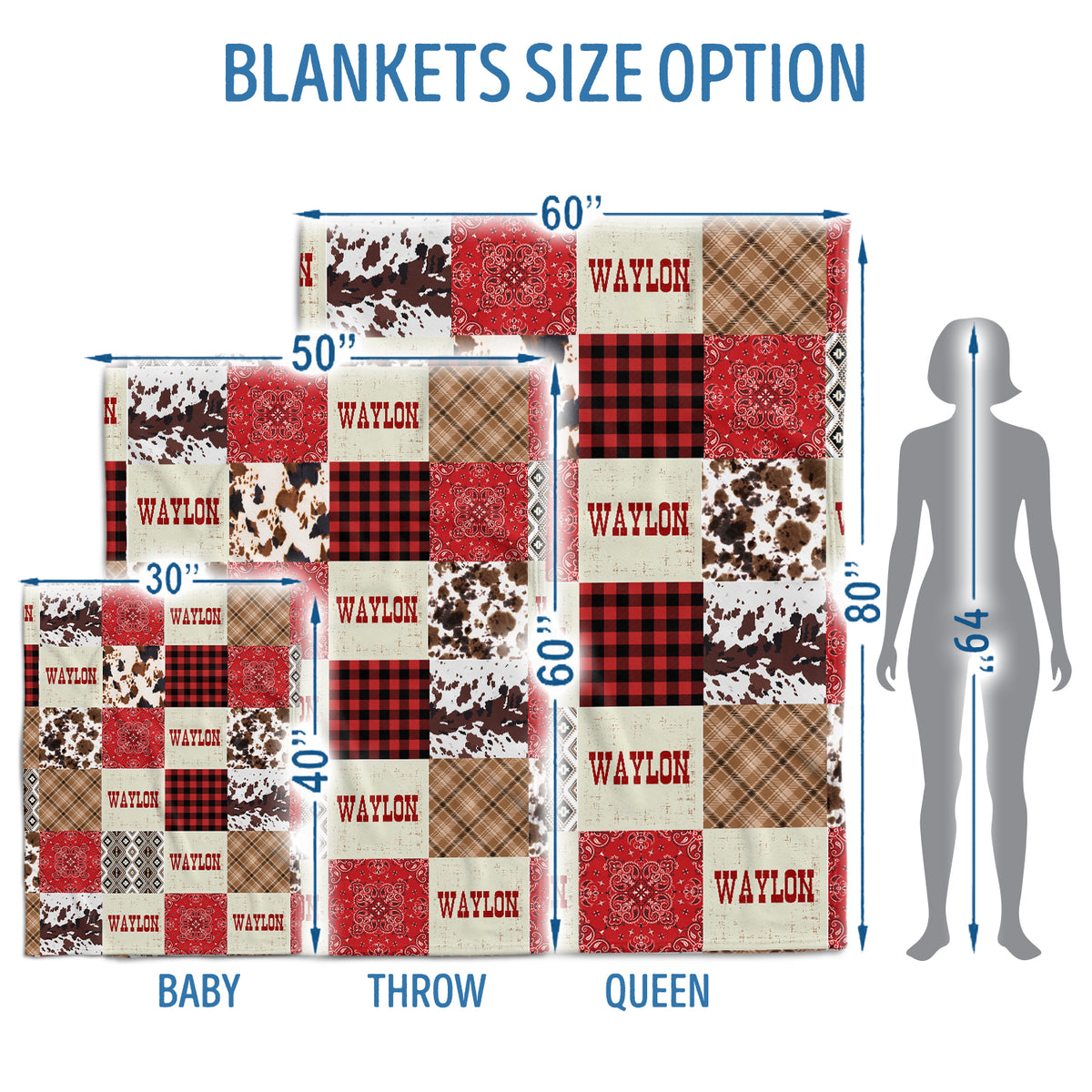 Western Pattern Blankets for Baby Boys & Girls - Personalized Cowboy Fleece Blankets for Infant Newborns