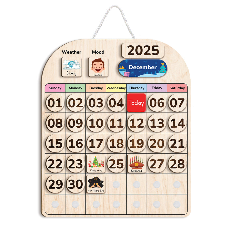 Wooden Calendar For Kids, Preschool Calendar For Kids Learning At Home and Classroom Teaching, Chore Chart For Kids