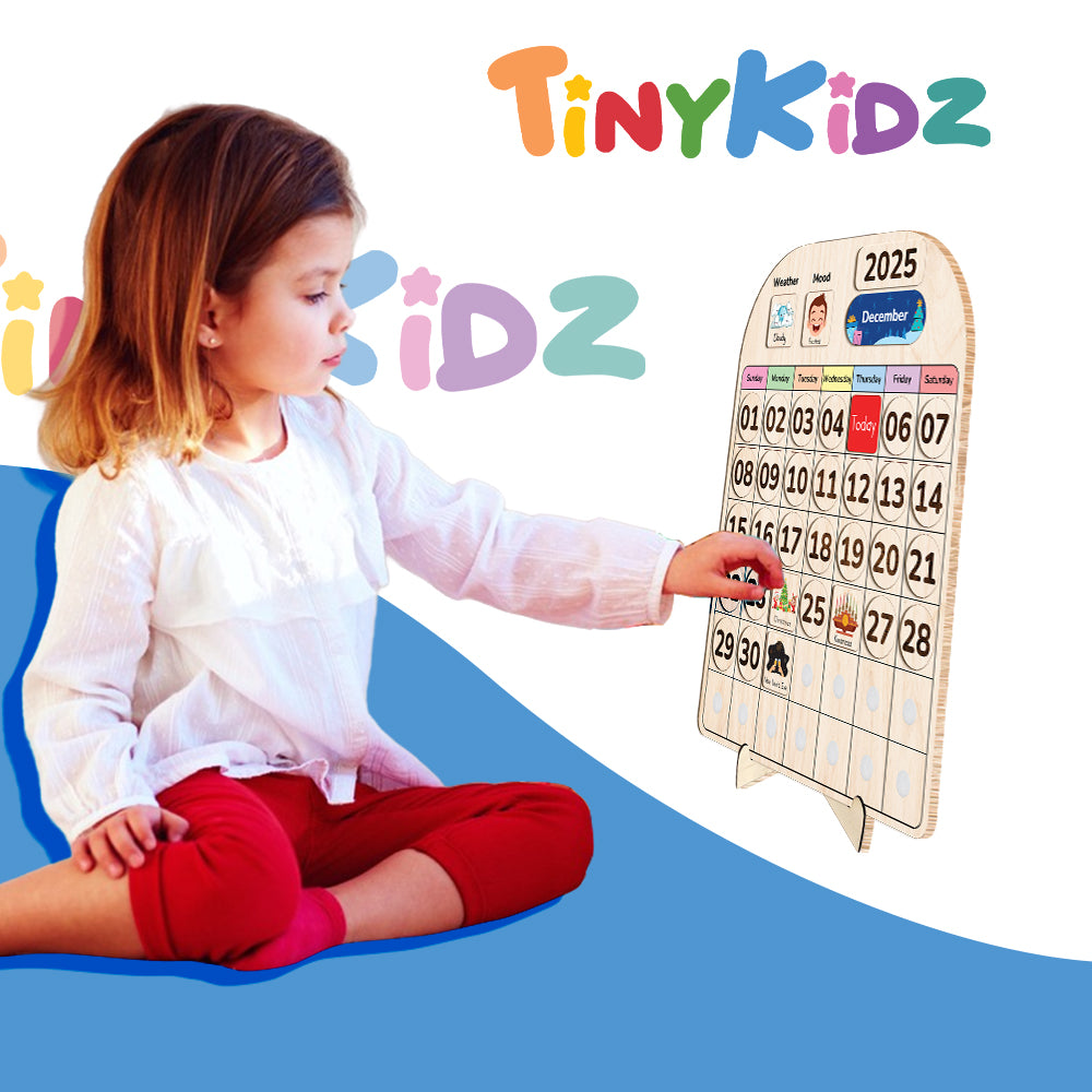 Wooden Calendar For Kids, Preschool Calendar For Kids Learning At Home and Classroom Teaching, Chore Chart For Kids