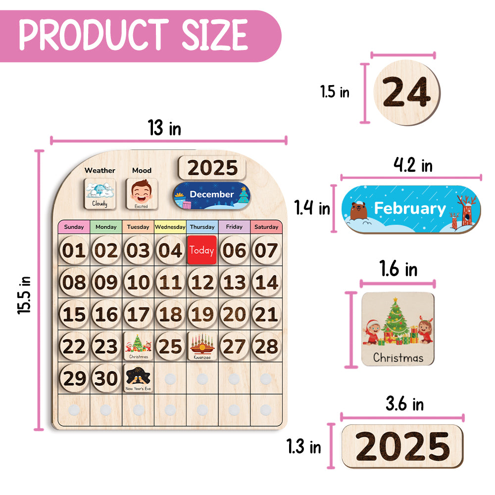Wooden Calendar For Kids, Preschool Calendar For Kids Learning At Home and Classroom Teaching, Chore Chart For Kids