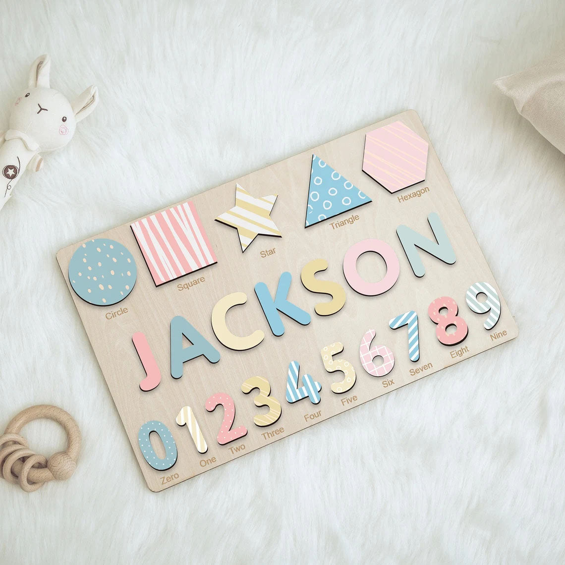 Personalized Wooden Name Puzzle Gift for Girls And Boys, Montessori Toys Board Custom Name