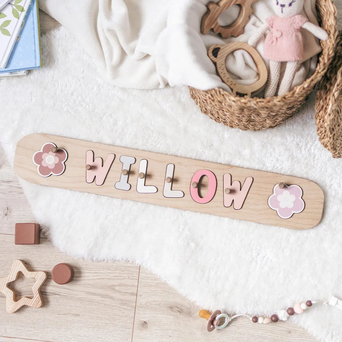 Personalized Name Puzzle, 1st Birthday Gift, Wooden Montessori Toys for Toddlers