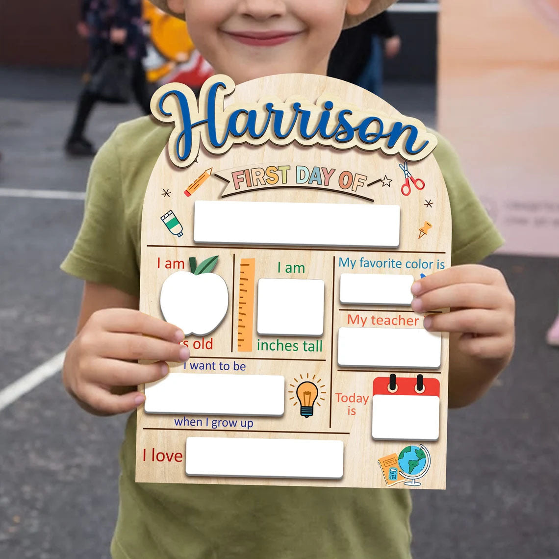 Custom First-Last Day Of School Sign, Back To School Gift And Photo Prop For Kids