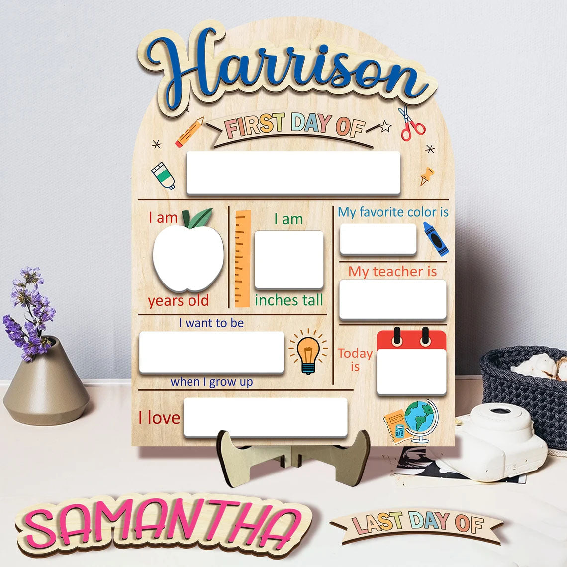 Custom First-Last Day Of School Sign, Back To School Gift And Photo Prop For Kids