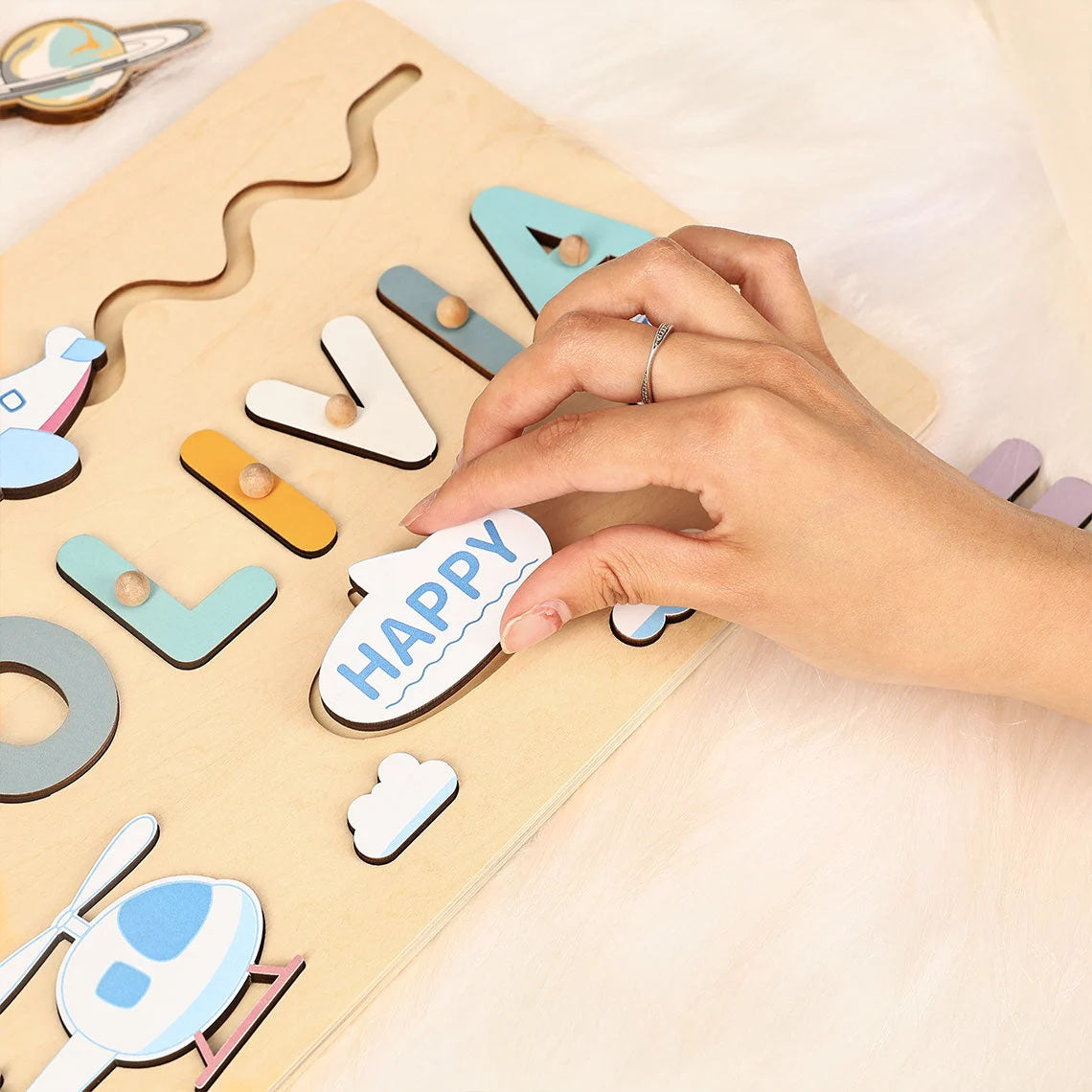 Wooden Name Puzzle For Toddlers, Montessori Toys Board Whith Custom Name