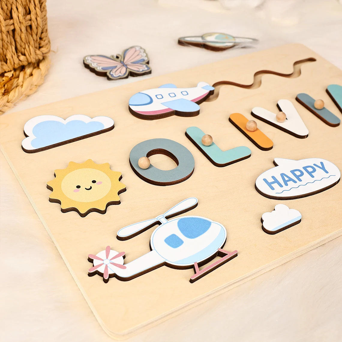 Wooden Name Puzzle For Toddlers, Montessori Toys Board Whith Custom Name